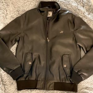 [SOLD on M] A Collezioni Italian Leather Bomber Jacket, Black Bomber:Size Medium